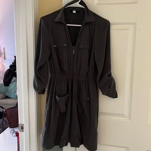 Army green long sleeved pocket dress